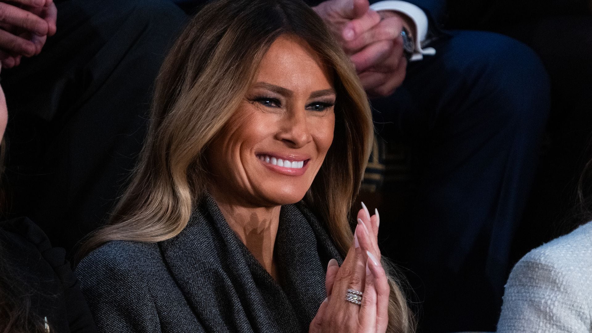 Melania Trump is all smiles in belted look at the joint session of Congress