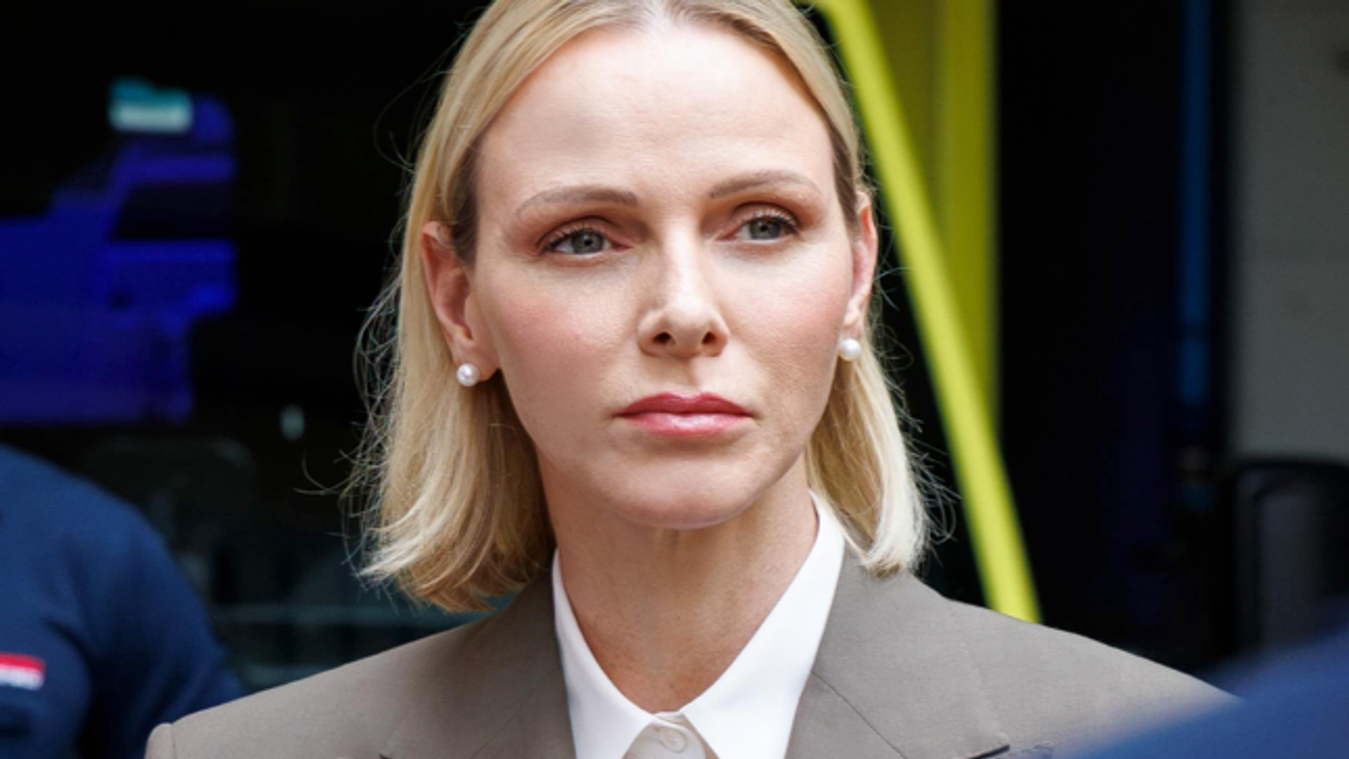 Princess Charlene wears chic power suit as she joins Prince Albert for emergency visit