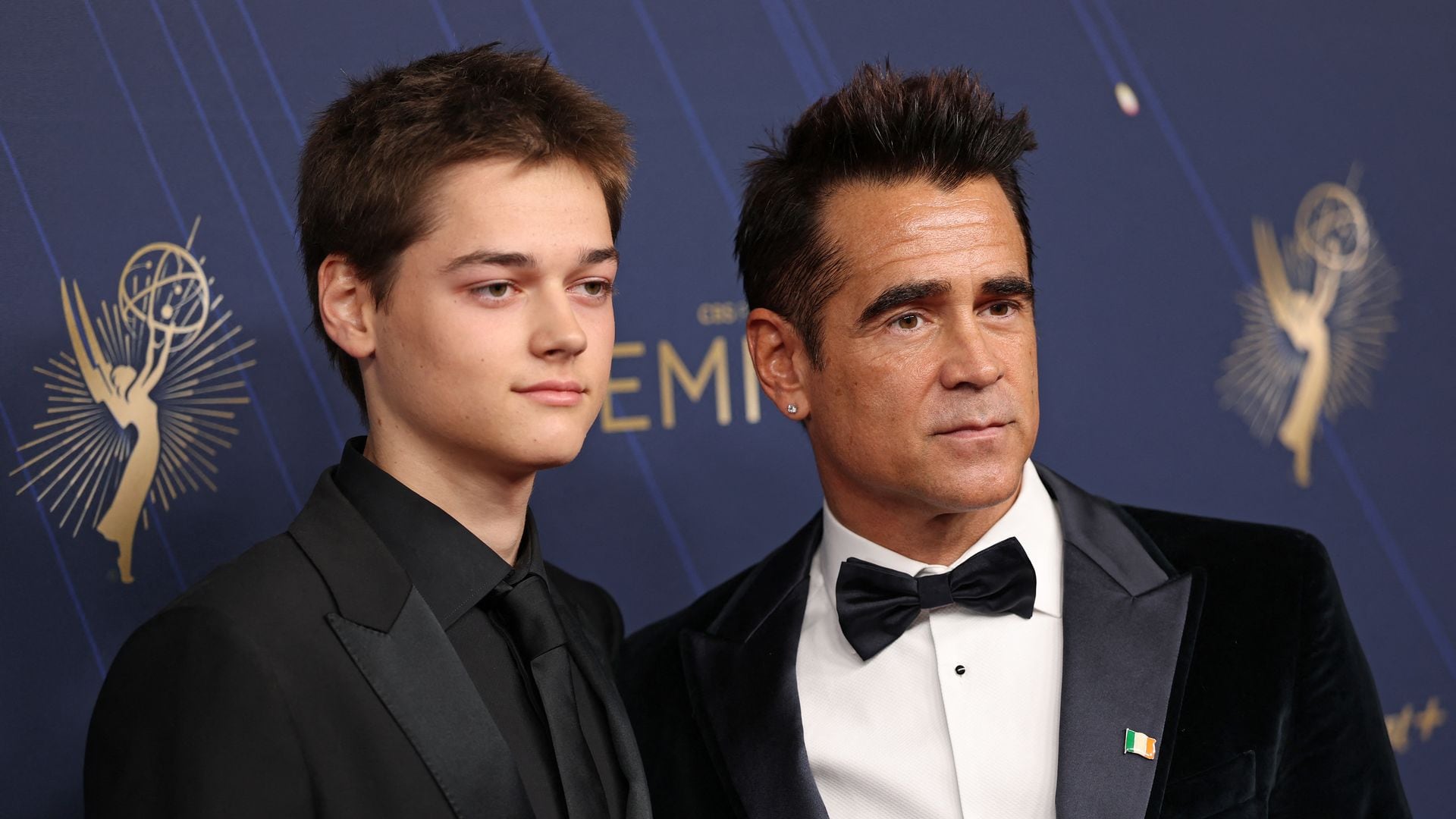 Colin Farrell’s special red carpet moment with lookalike son Henry at 2025 Emmys