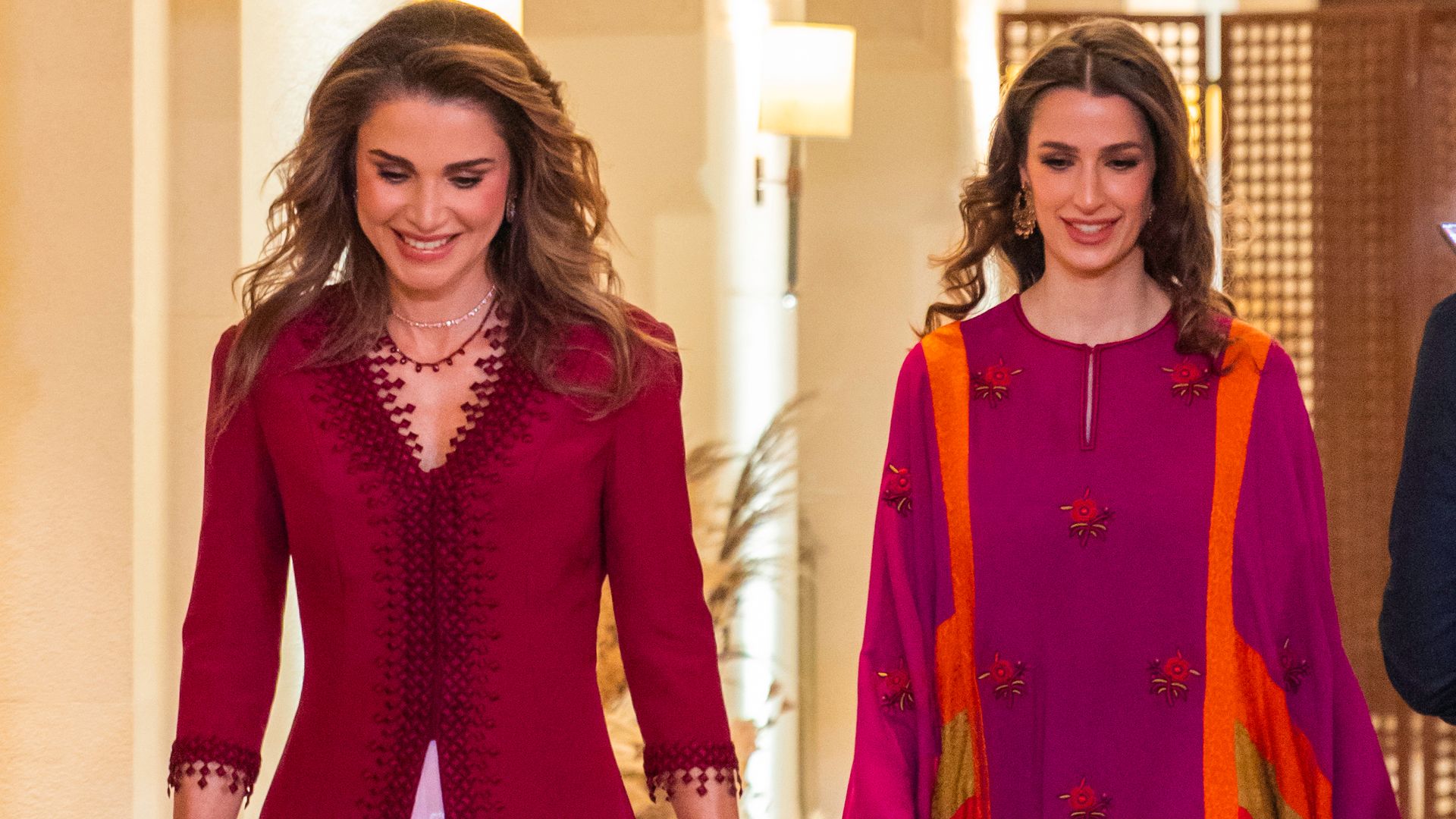 Queen Rania and daughter-in-law Princess Rajwa make stylish duo as they step out in Jordan