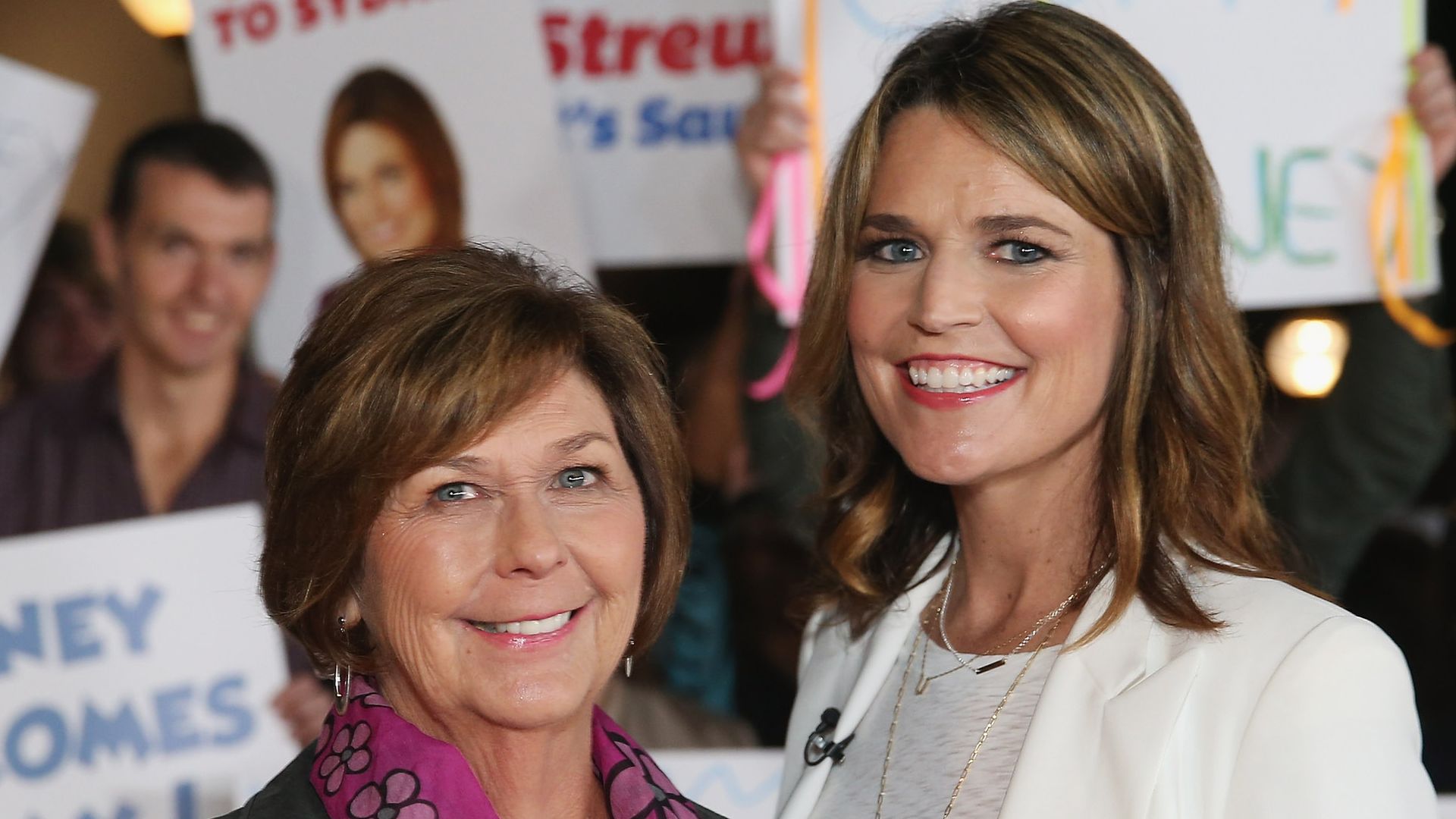 SYDNEY, AUSTRALIA - MAY 04: Australian-born presenter, Savannah Guthrie poses alongside her mother Nancy Guthrie during a production break whilst hosting NBC's "Today Show" live from Australia at Sydney Opera House on May 4, 2015 in Sydney, Australia. (Photo by Don Arnold/WireImage)