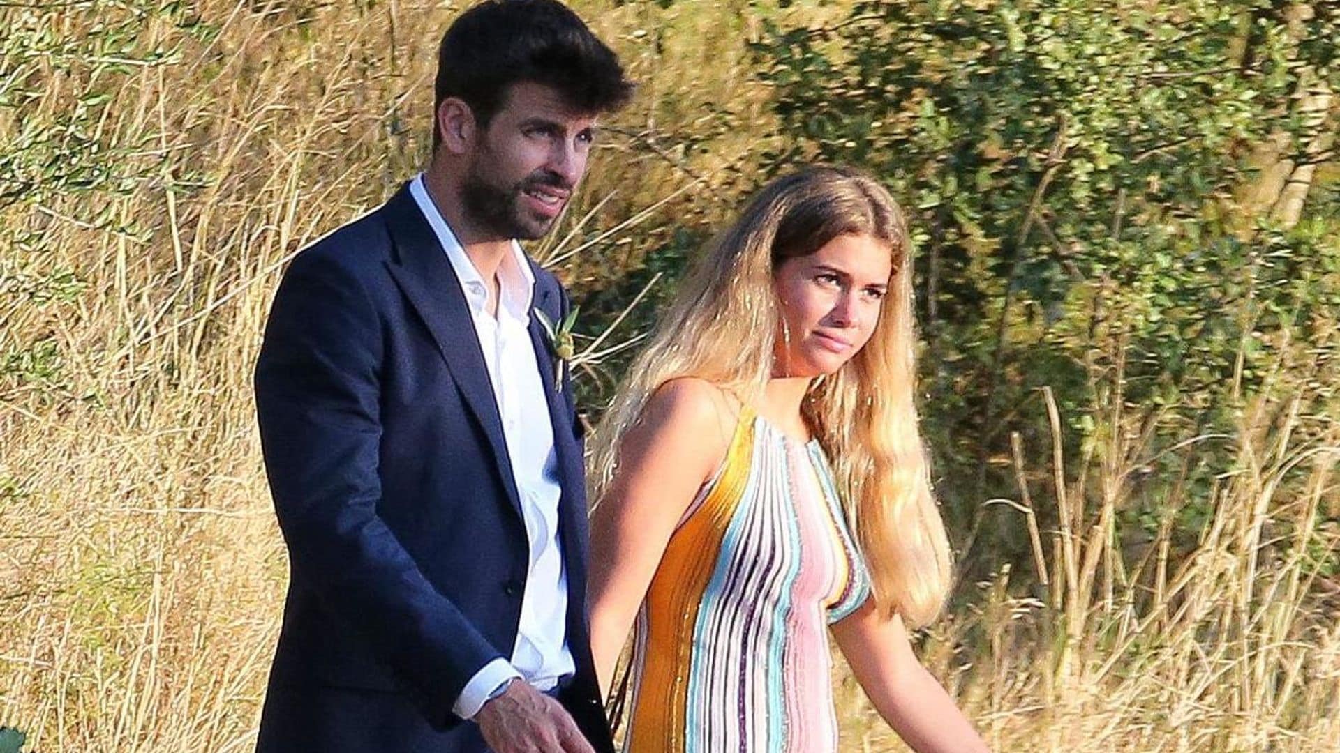 Gerard Piqué and Clara Chía laugh at a wedding 3 months after Shakira split