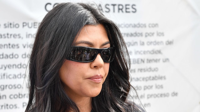 LOS ANGELES, CA - FEBRUARY 27: Kourtney Kardashian is seen at a protest to stop recent wildfire waste being sent to the Calabasas Landfill on February 27, 2025 in Los Angeles, California.  (Photo by PG/Bauer-Griffin/GC Images) 