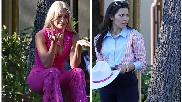 Ryan Gosling and America Ferrera on the set of 'Barbie'.