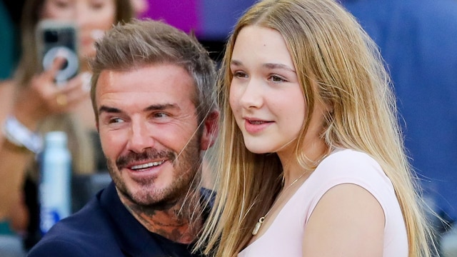 David Beckham shares a moment with his daughter Harper 