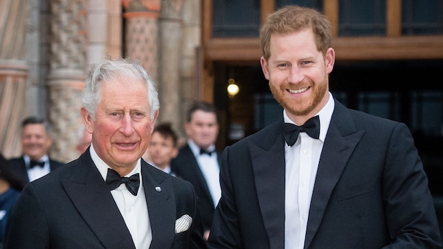Prince Charles, Prince of Wales and Prince Harry, Duke of Sussex attend the "Our Planet" global premiere  at Natural History Museum on April 04, 2019 in London, England. 