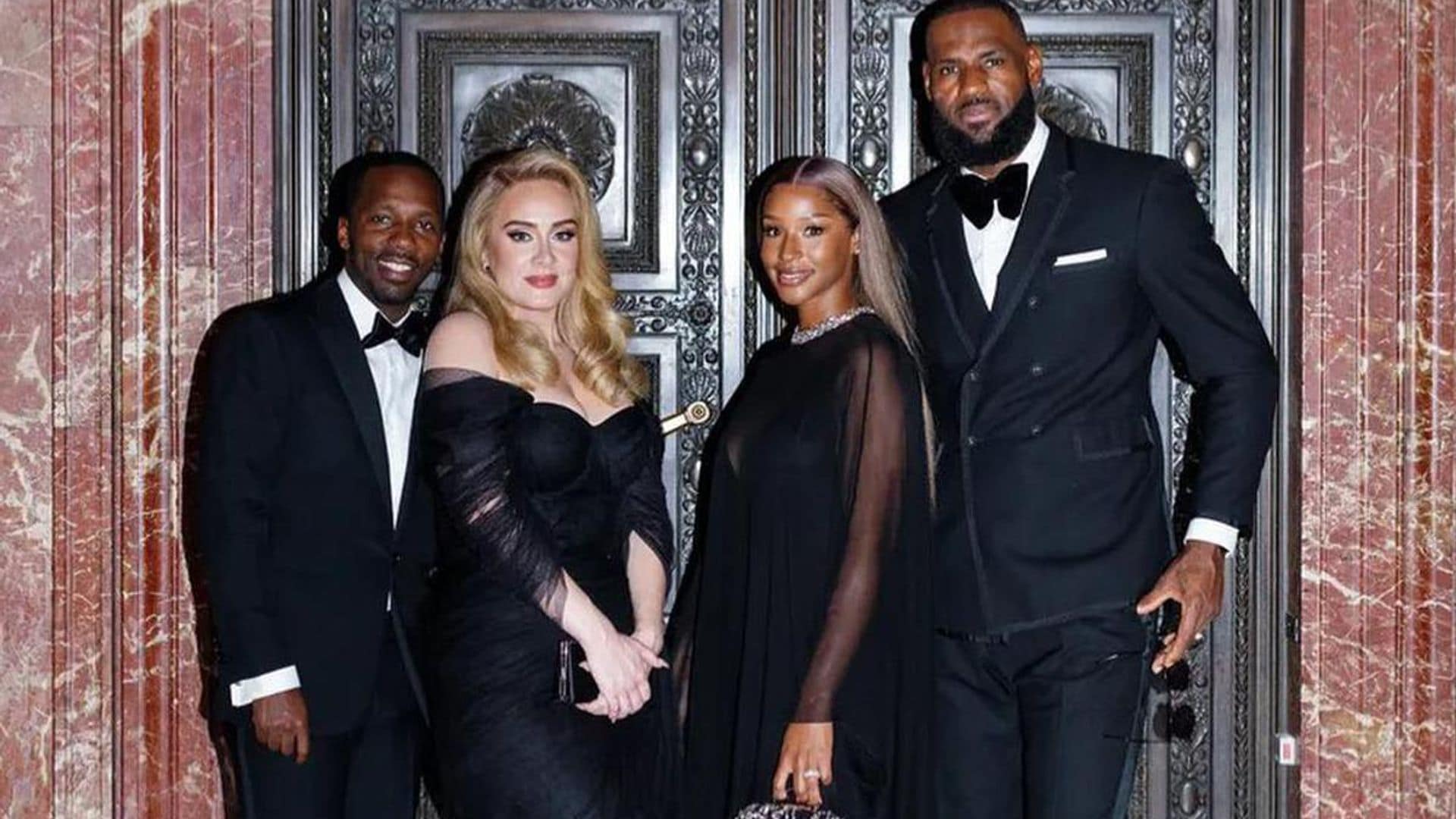 Adele, Rich Paul, Lebron, and Savannah James, pose at Kevin Love’s wedding