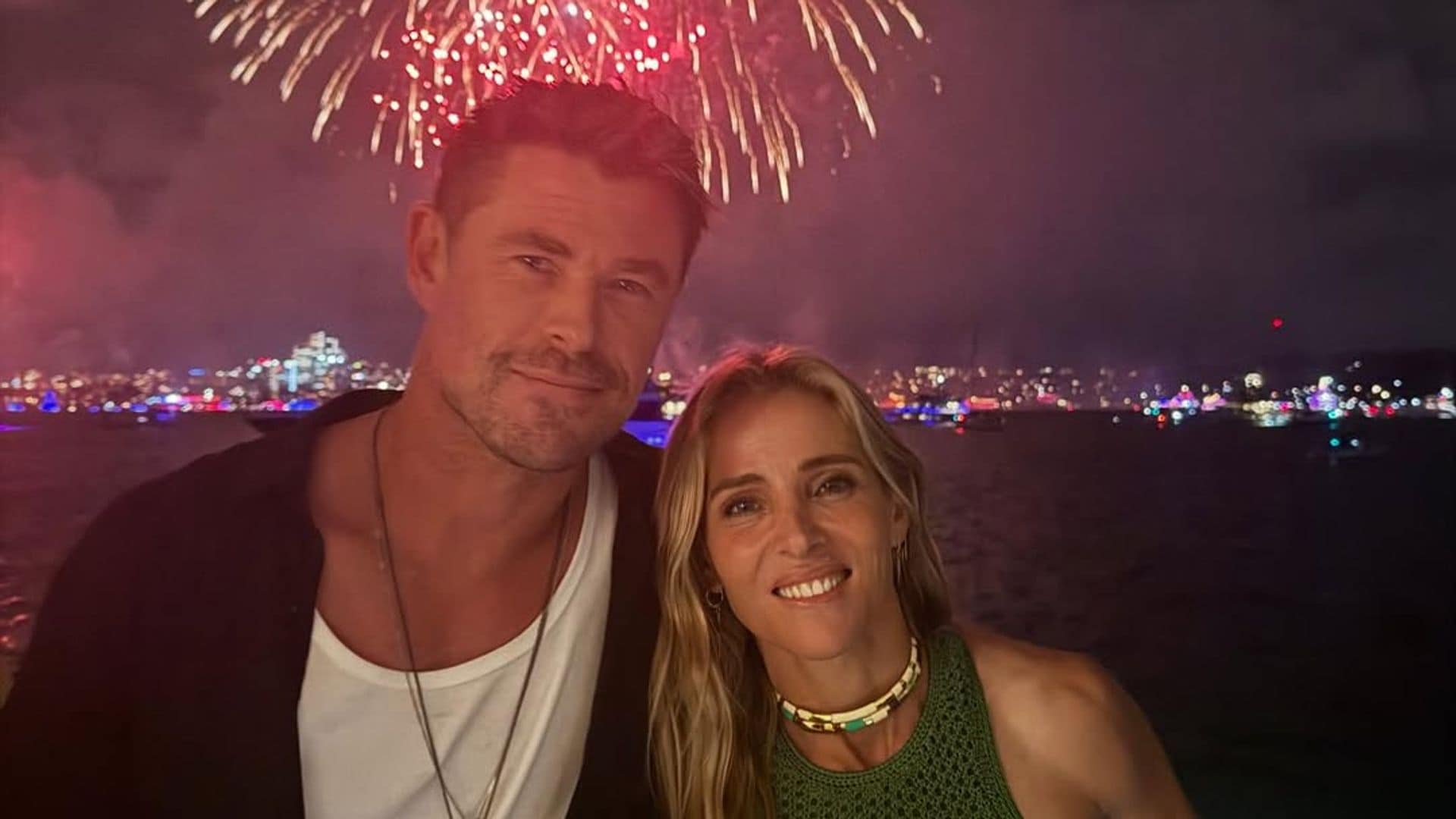 The couple looked stylish for the occasion, taking photos as fireworks were launched in Sydney