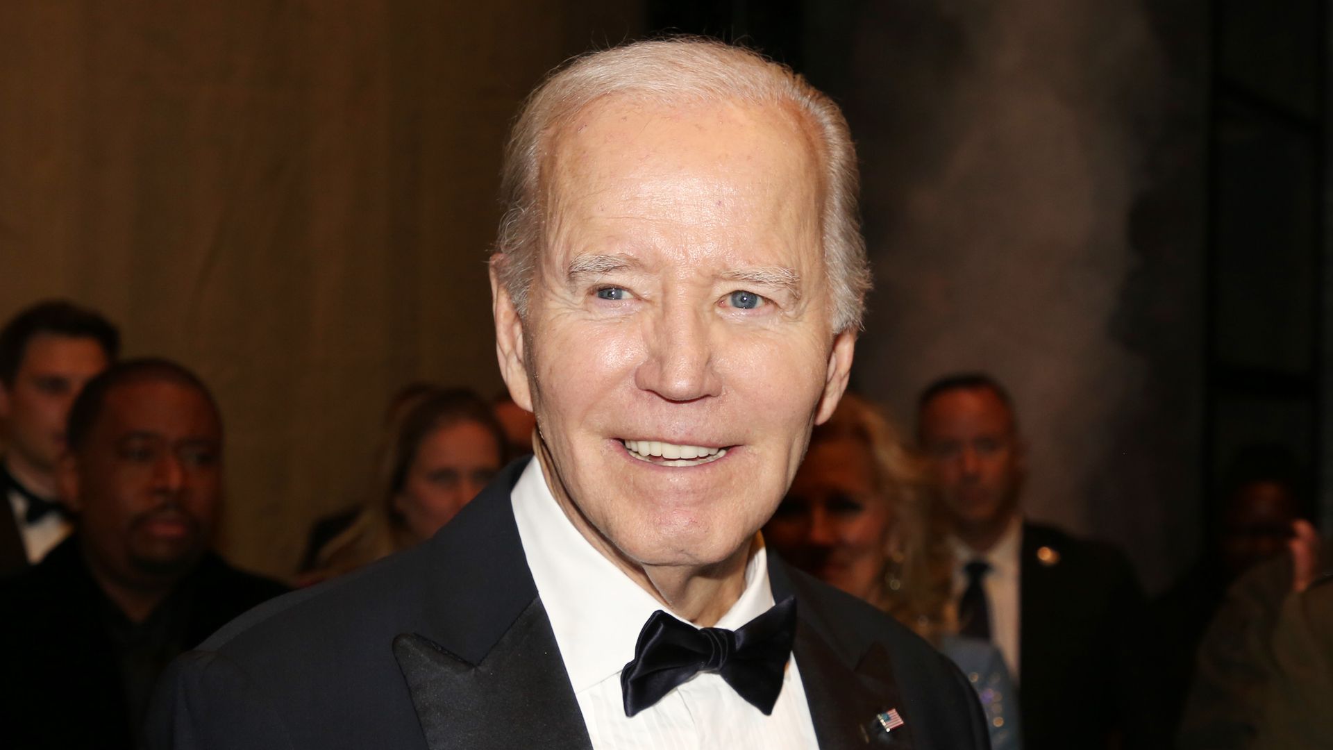  Former U.S. President Joe Biden poses backstage on opening night of "Othello" on Broadway at The Barrymore Theatre on March 23, 2025 in New York City. (Photo by Bruce Glikas/WireImage)
