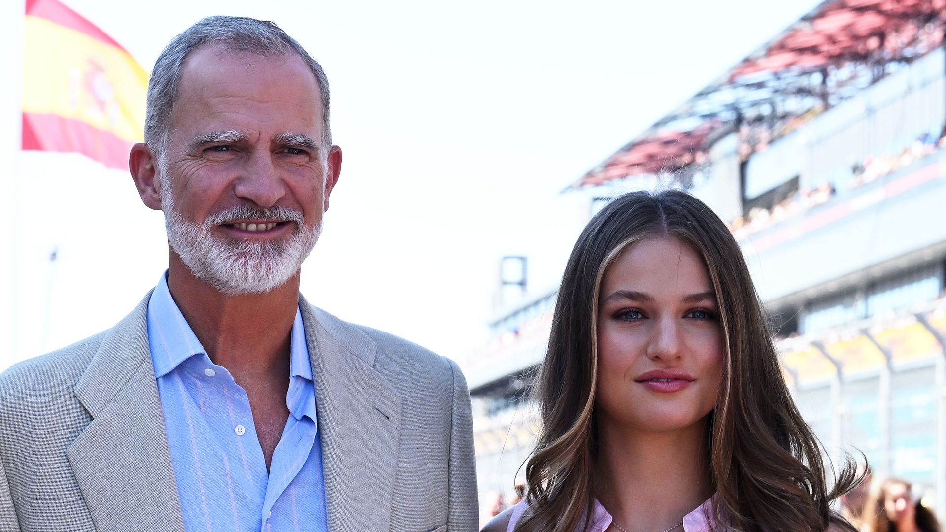 King Felipe of Spain, Infanta Sofia and Leonor, Princess of Asturias on the grid during the F1 Grand Prix of Spain