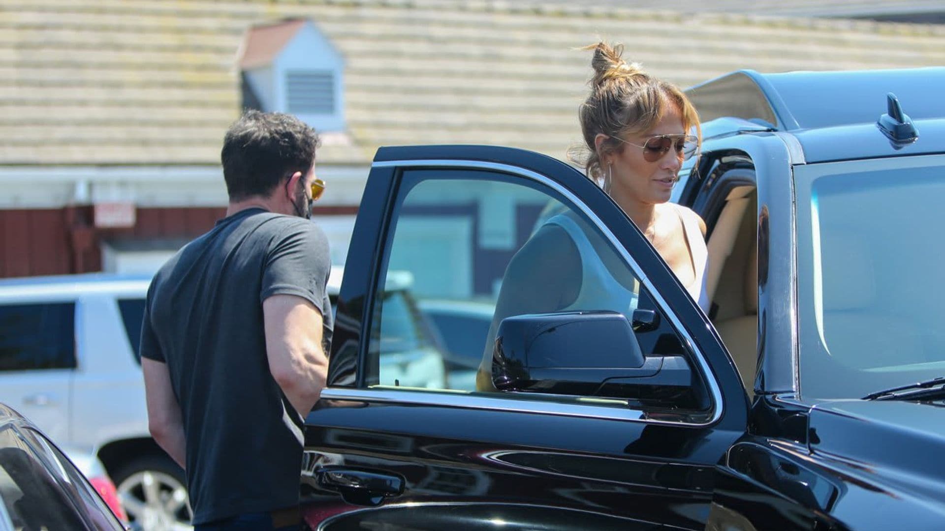 Jennifer Lopez and Ben Affleck seen out in Brentwood with their kids