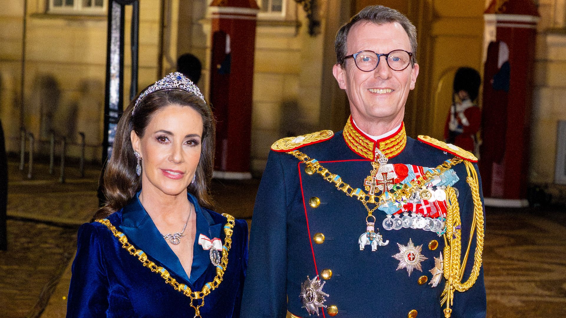 Princess Marie gives her all-black look a sparkling twist for an evening with Prince Joachim in Washington