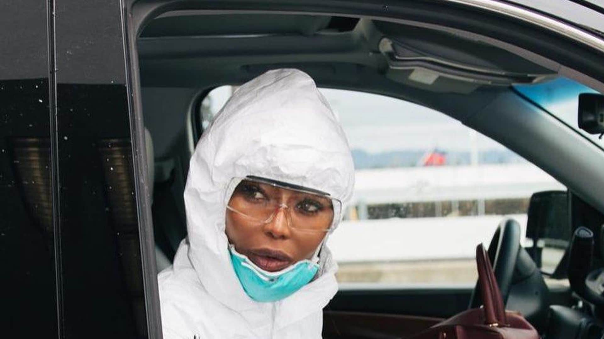Naomi Campbell takes ‘Safety First’ to the next level as she travels amid Coronavirus concerns