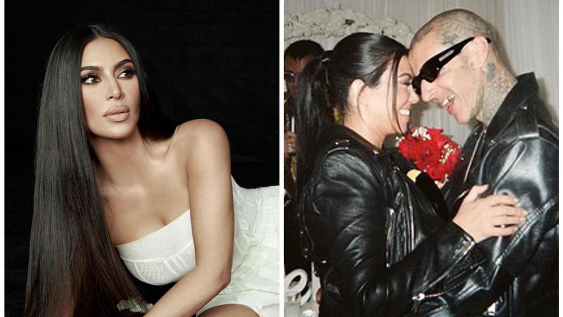 What was Kim Kardashian doing while Kourtney and Travis pretended to get married?