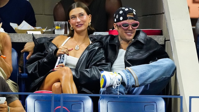 Hailey Bieber and Justin Bieber are seen at the 2023 US Open Tennis Championships on September 1, 2023 in New York City