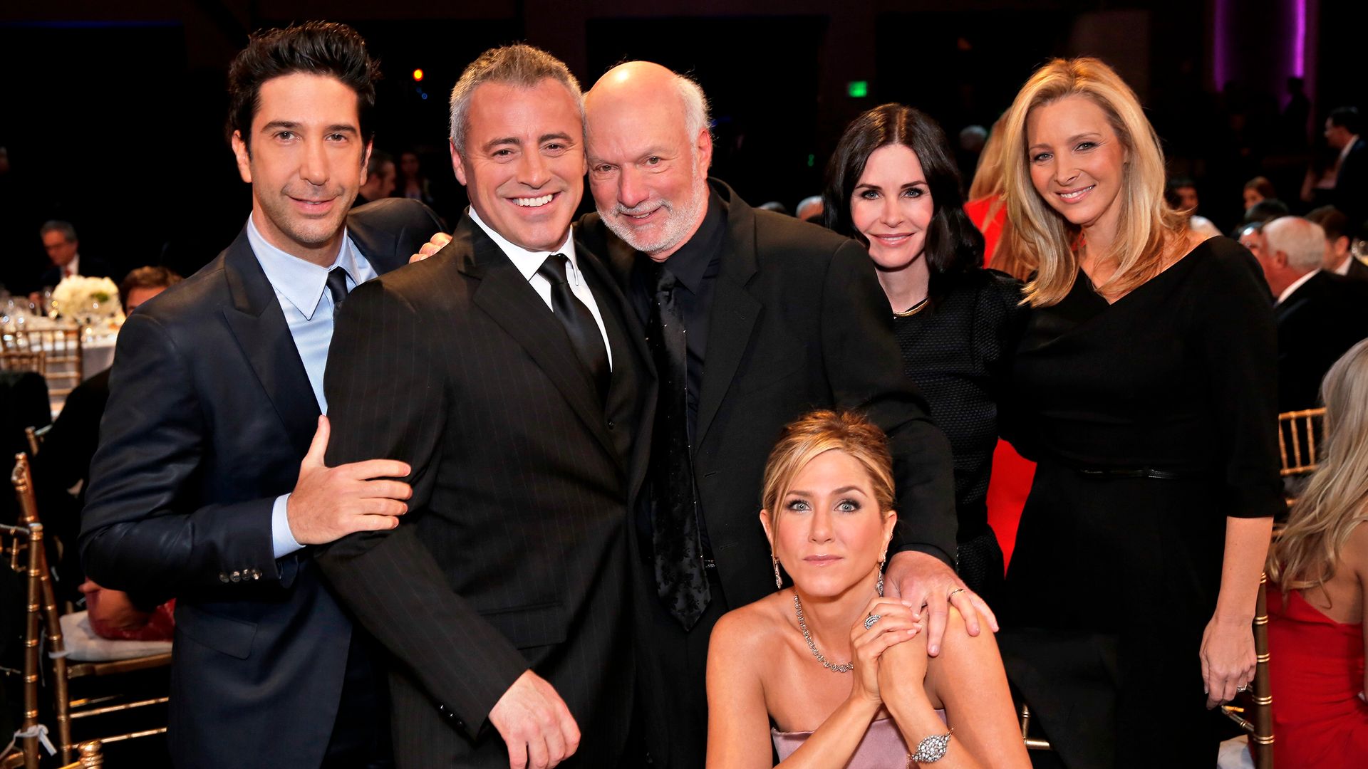 David Schwimmer, Matt LeBlanc, James Burrows, Jennifer Aniston, Courteney Cox, Lisa Kudrow -- (Photo by: Chris Haston/NBCU Photo Bank/NBCUniversal via Getty Images via Getty Images)