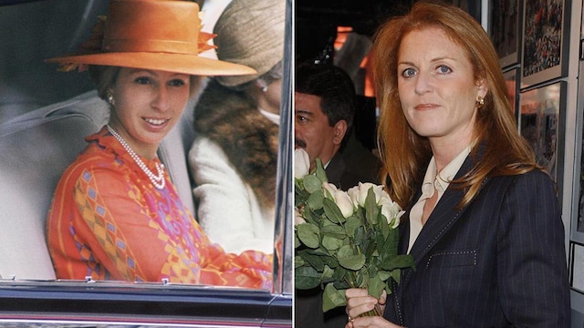 Princess Anne in 1974, Sarah Ferguson in 2002