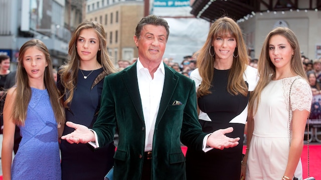 Sylvester Stallone gets a sweet onset visit from his wife and daughters