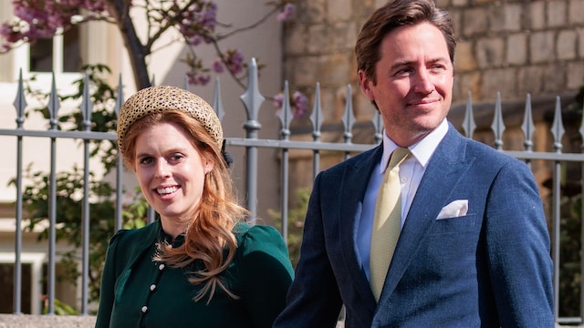 Princess Beatrice of York and Edoardo Mapelli Mozzi arrive to attend the Easter Sunday church service at St George's Chapel in Windsor Castle on 20th April 2025 in Windsor, United Kingdom. Easter Sunday is the focal point of the Royal Family's Easter celebrations. (photo by Mark Kerrison/In Pictures via Getty Images)