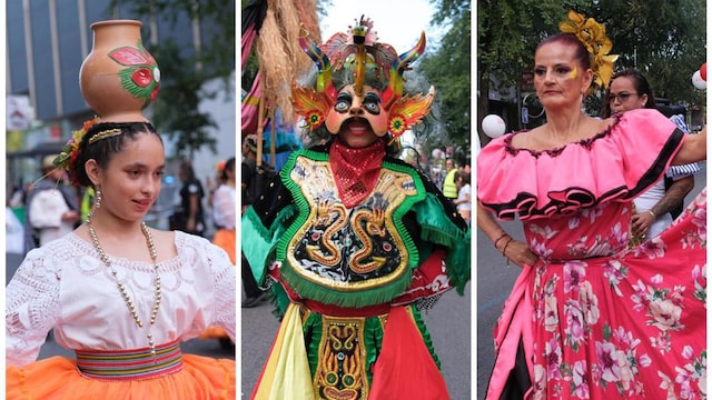 Woman wearing a costume of people of Latin American origin