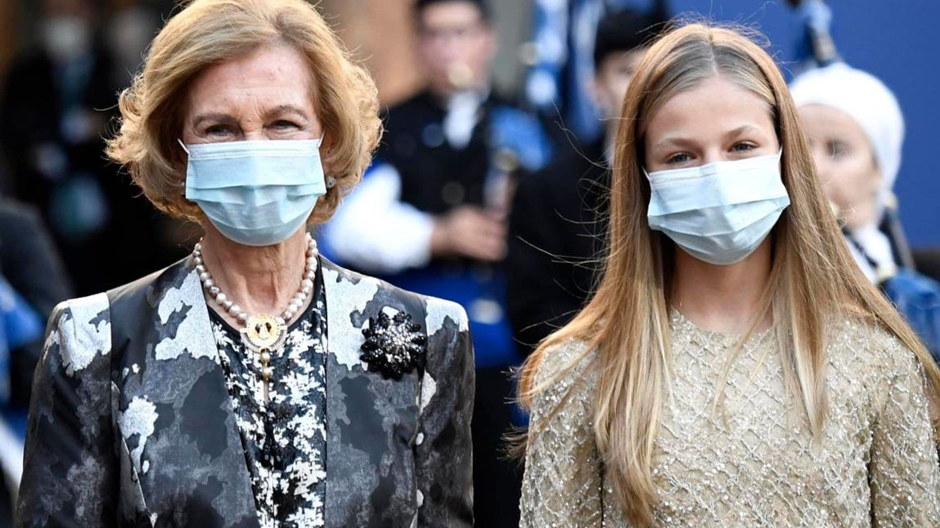 Queen Sofia publicly reunites with Queen Letizia and family for first time since husband left Spain