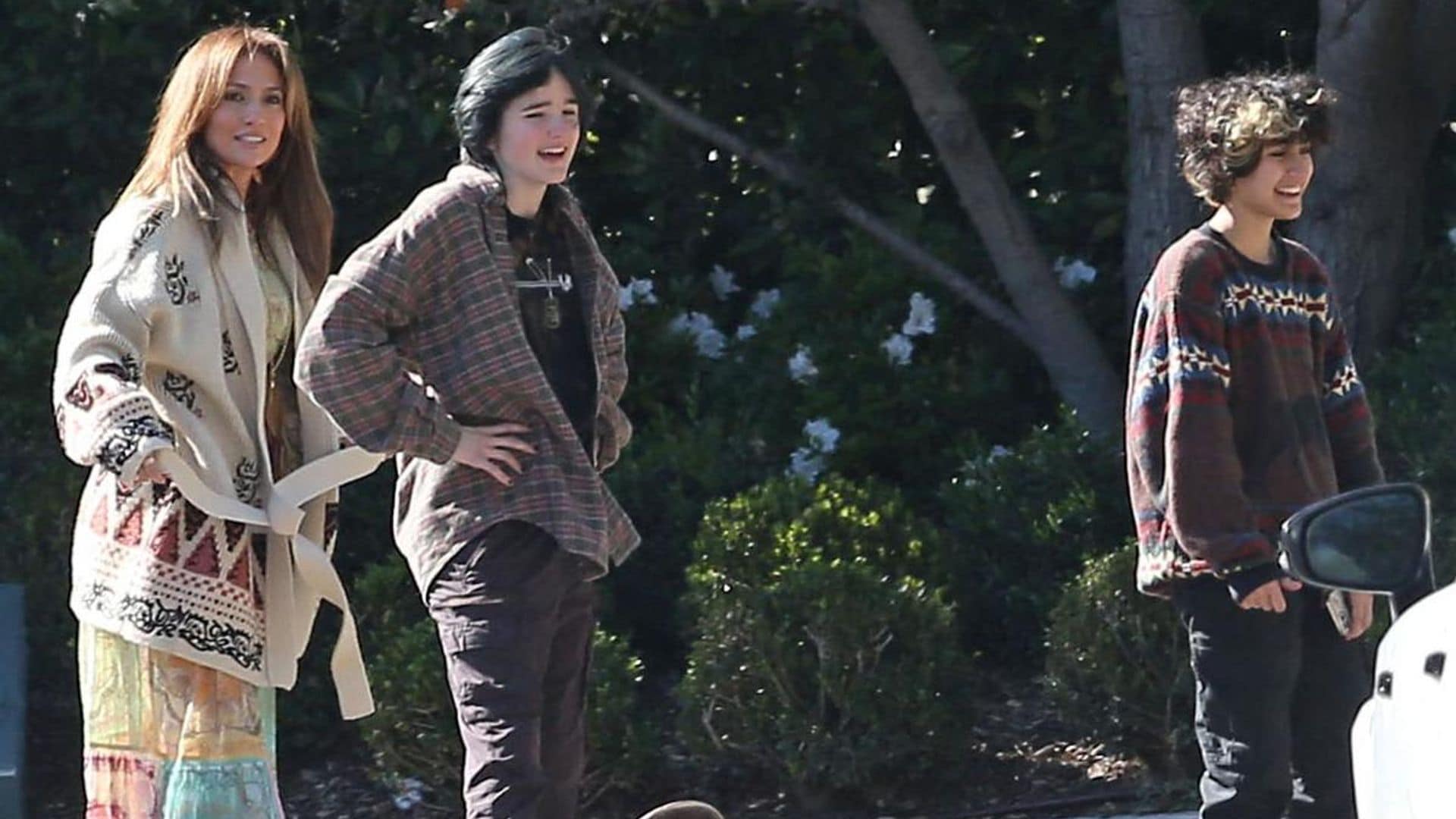 JLo and Emme support Ben Affleck and Seraphina as they shoot a skateboarding video