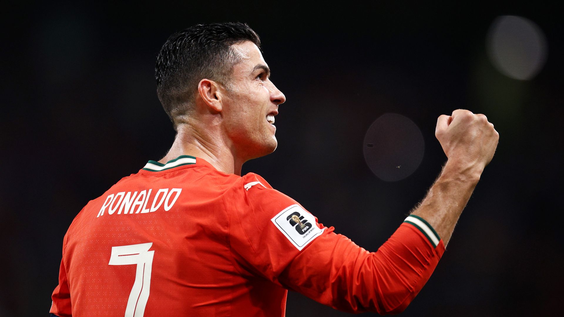 Cristiano Ronaldo of Portugal celebrates scoring his team's second goal during the FIFA World Cup 2026 qualifier match between Portugal and Hungary at Estadio Jose Alvalade on October 14, 2025 in Lisbon, Portugal. (Photo by Diogo Cardoso - UEFA/UEFA via Getty Images)