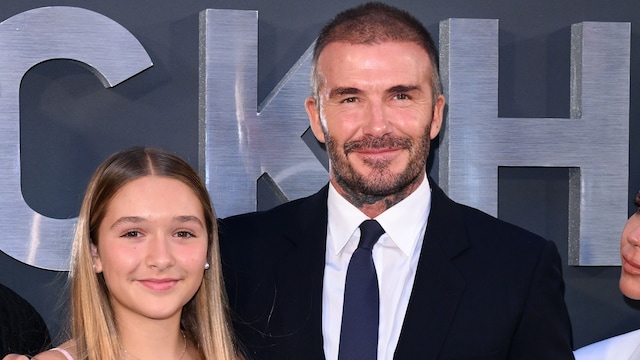 Harper and David Beckham at the "Beckham" premiere in London