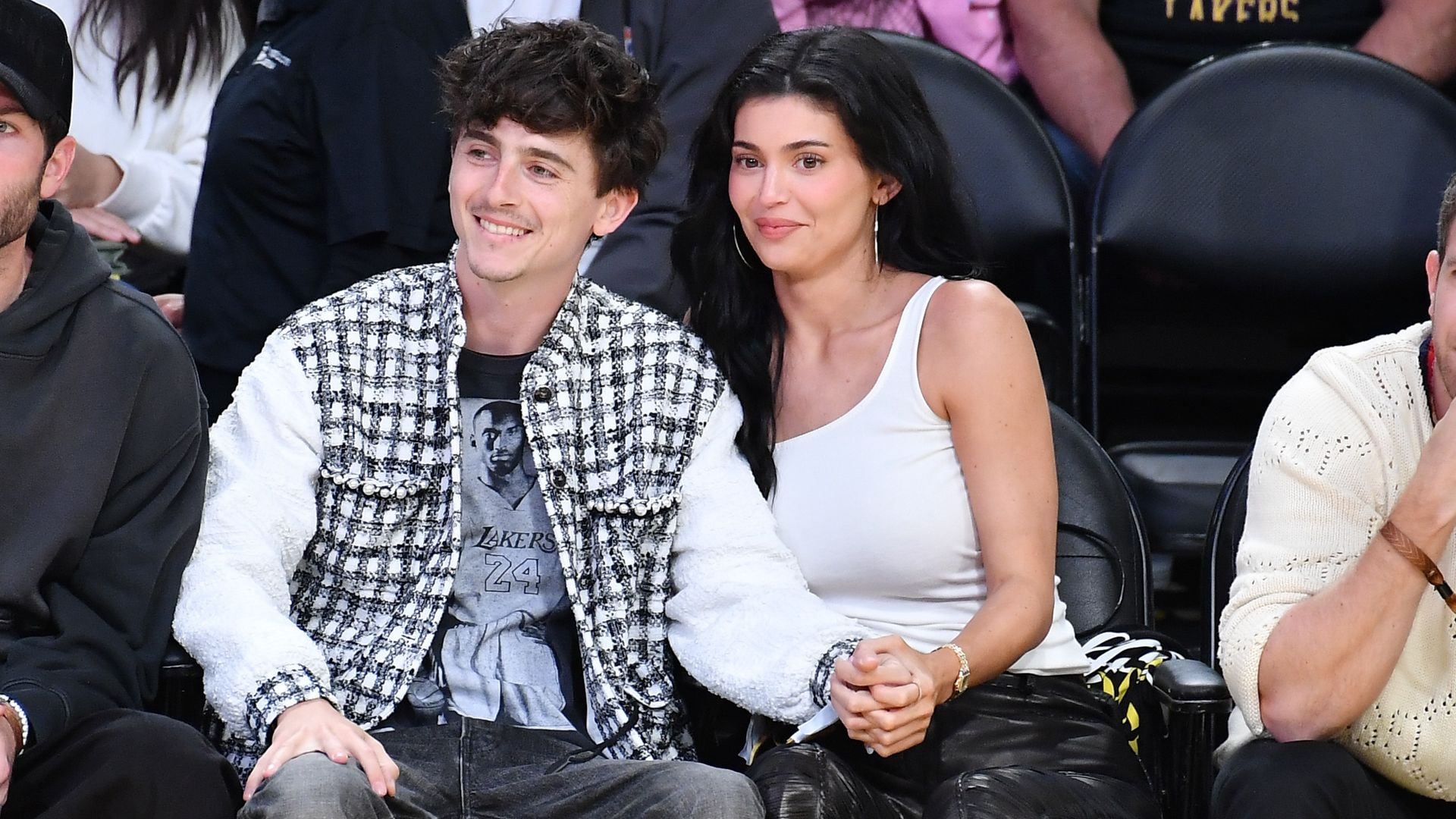 Kylie Jenner looks madly in love and happy sitting courtside with Timothée Chalamet [PHOTOS]