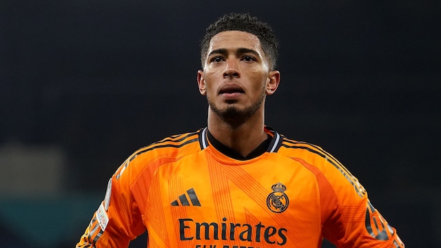 Real Madrid's Jude Bellingham during the UEFA Champions League Knockout Phase Play Offs, first leg match at the Etihad Stadium, Manchester. Picture date: Tuesday February 11, 2025. (Photo by Martin Rickett/PA Images via Getty Images) 