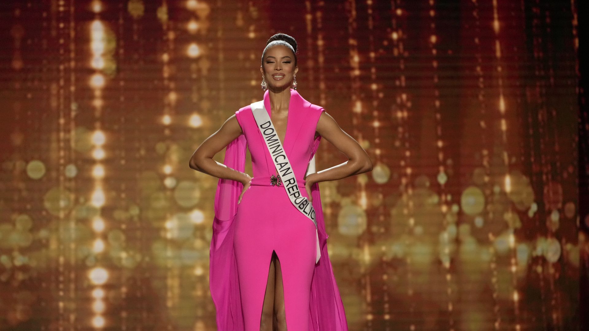 Miss Dominican Republic, Andreina Martinez walks onstage during the 71st Miss Universe preliminary competition at New Orleans Morial Convention Center on January 11, 2023 in New Orleans, Louisiana. (Photo by Josh Brasted/Getty Images)