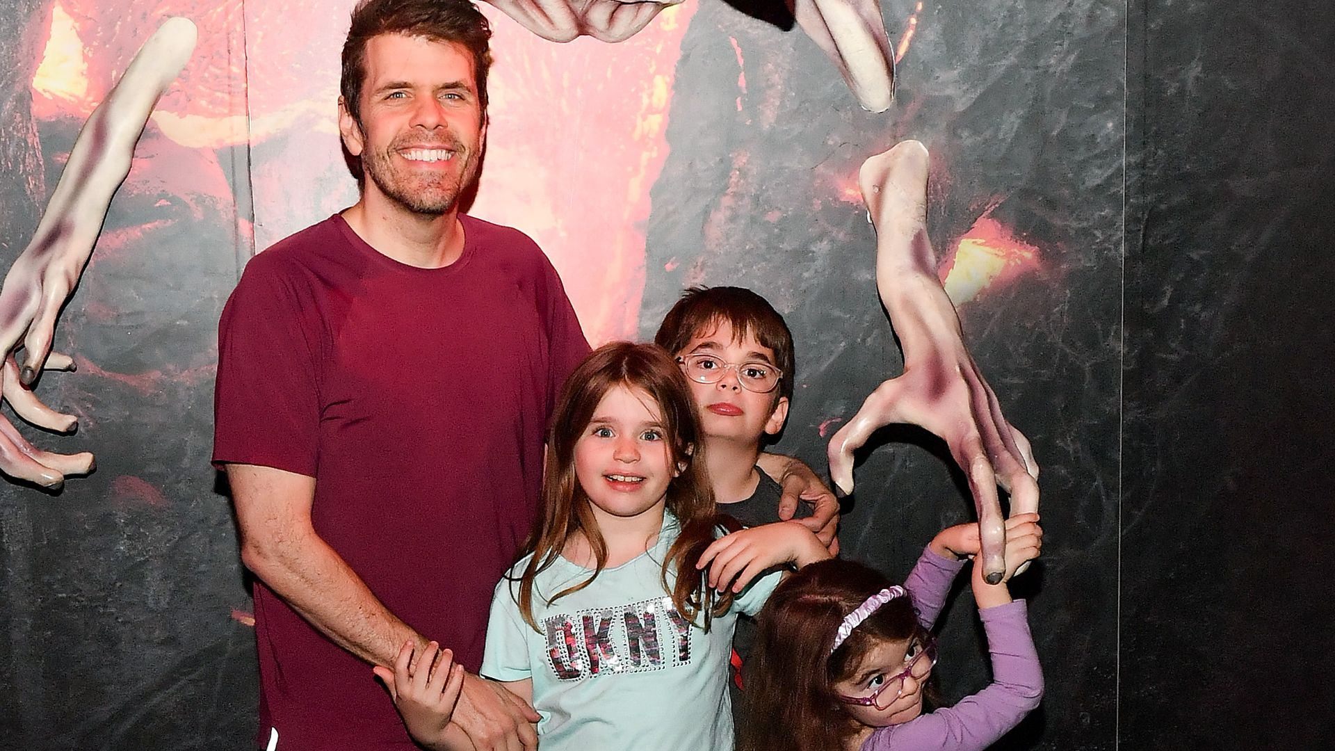 LAS VEGAS, NEVADA - JUNE 08: Perez Hilton (L) and his children attend the grand opening event for Netflix's Stranger Things: The Official Store at the Showcase Mall on June 08, 2023 in Las Vegas, Nevada. (Photo by Bryan Steffy/Getty Images for Netflix)
