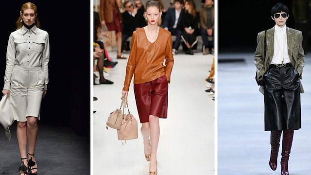 House Of Ogan, Tod's, and Celine runways with leather shorts