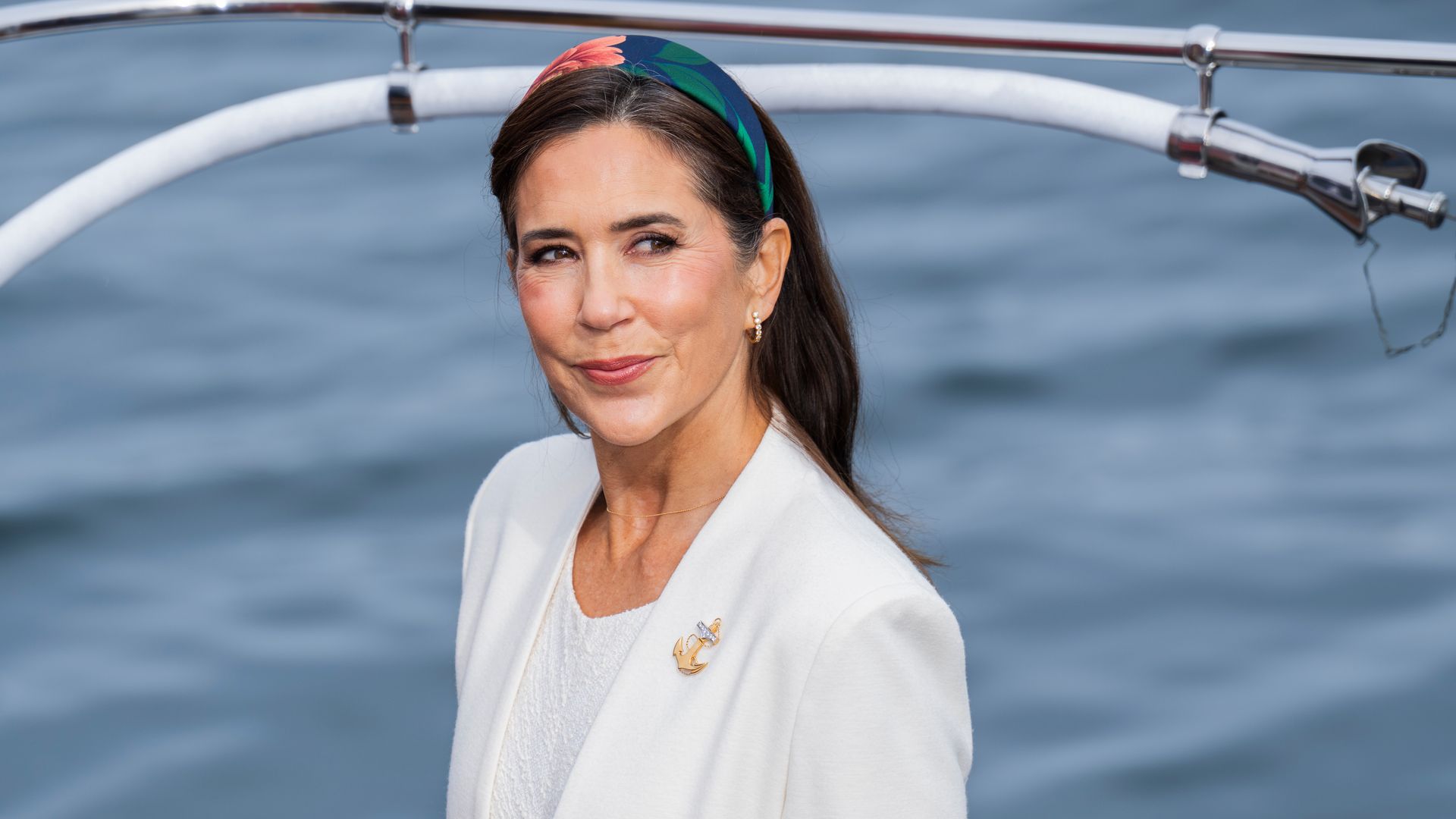 Queen Mary of Denmark as she officially disembarks the Royal Yacht Dannebrog