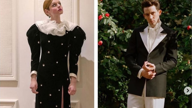Emma Corrin and Josh O'Connor at the Golden Globes