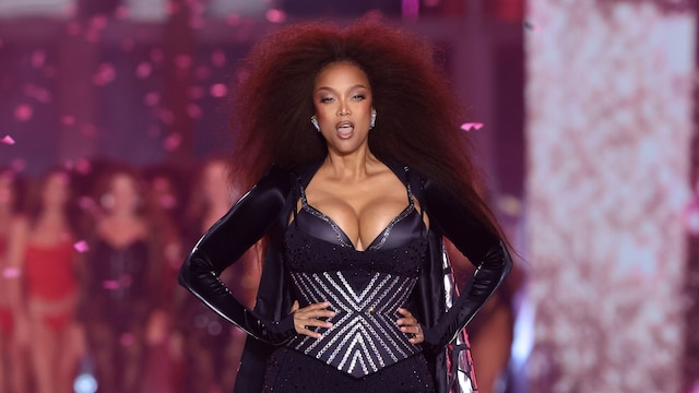 Tyra Banks walks the runway for the Victoria's Secret Fashion Show 2024 on October 15, 2024 in New York City. (Photo by Dimitrios Kambouris/Getty Images for Victoria's Secret)