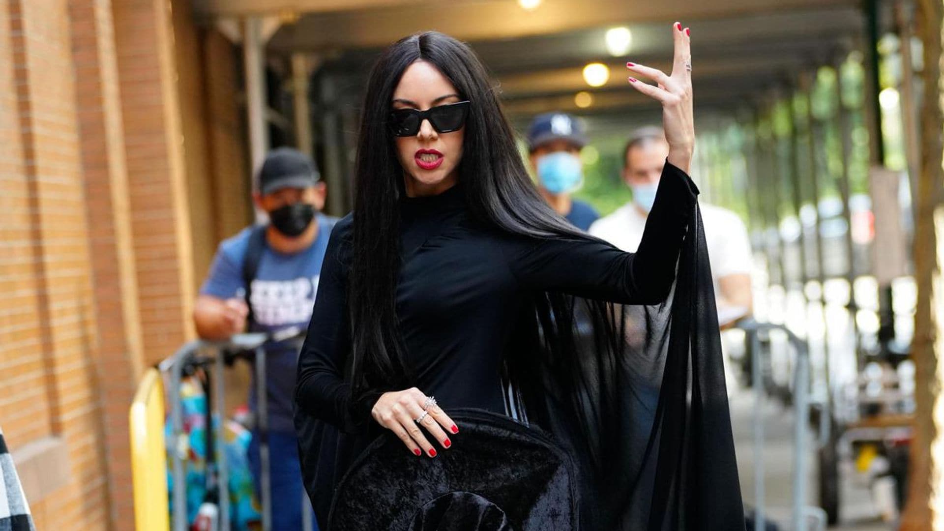 Aubrey Plaza strikes a pose while dressed as a witch in New York