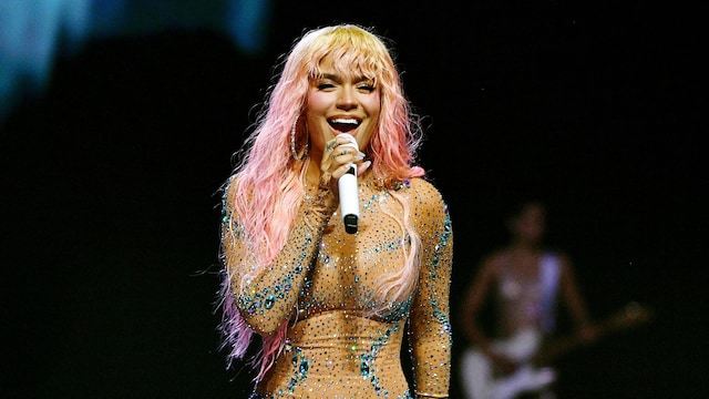 Karol G performs during the European leg of her MAÃANA SERÃ BONITO tour at The O2 Arena on June 18, 2024, in London, England.  