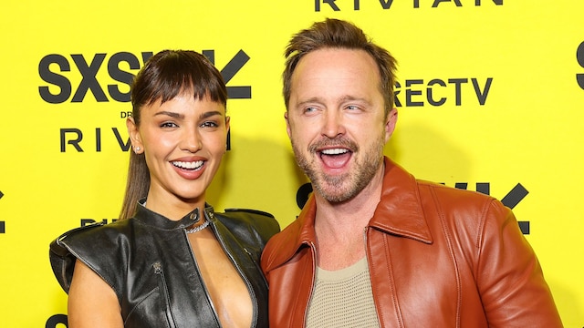 AUSTIN, TEXAS - MARCH 11: Eiza GonzÃ¡lez (L) and Aaron Paul arrive at the world premiere of "Ash" during the 2025 SXSW Conference and Festival at The Paramount Theatre on March 11, 2025 in Austin, Texas. (Photo by Mat Hayward/WireImage) 