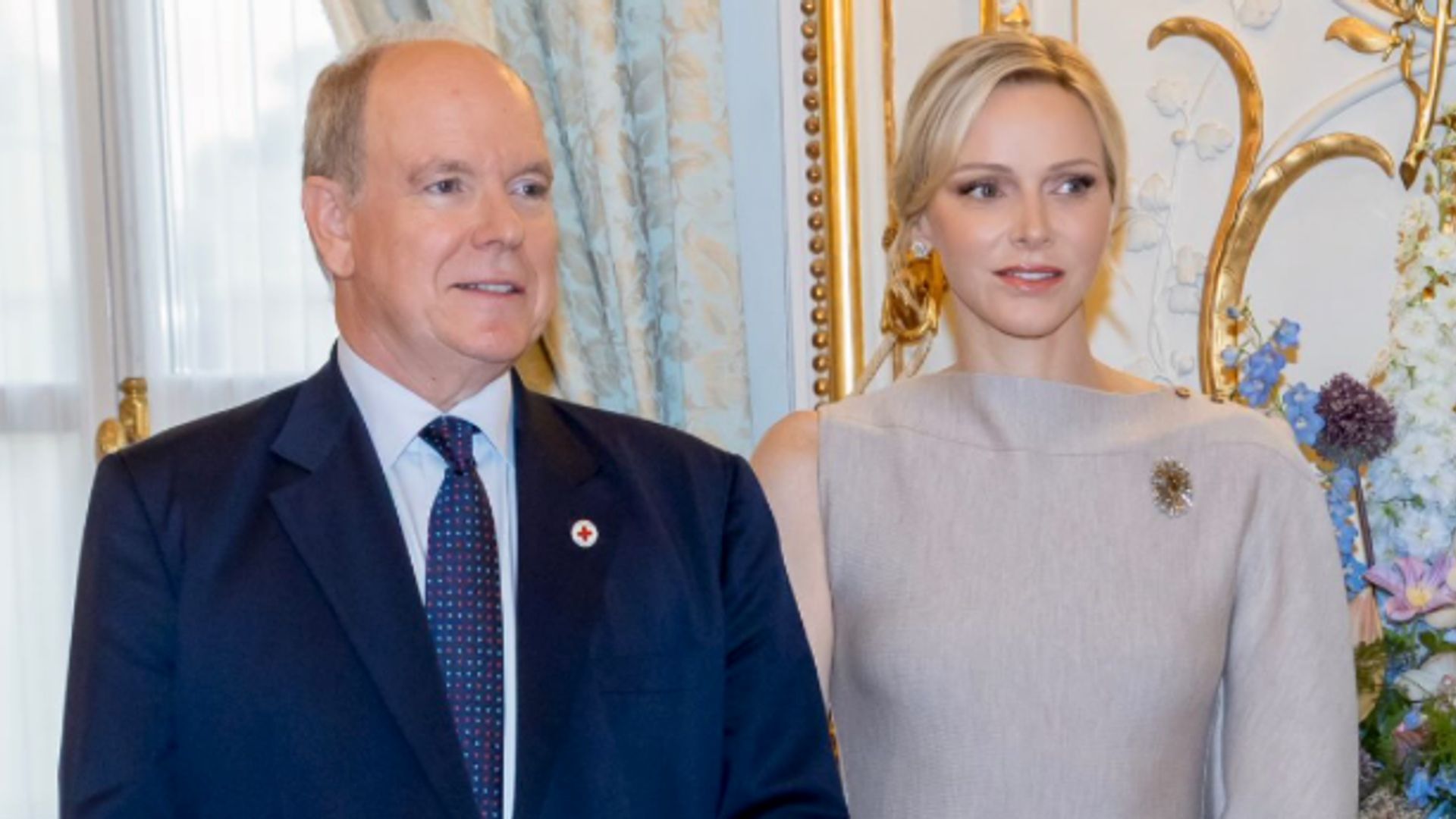 Princess Charlene turns heads in striking asymmetrical dress for palace appearance with Prince Albert
