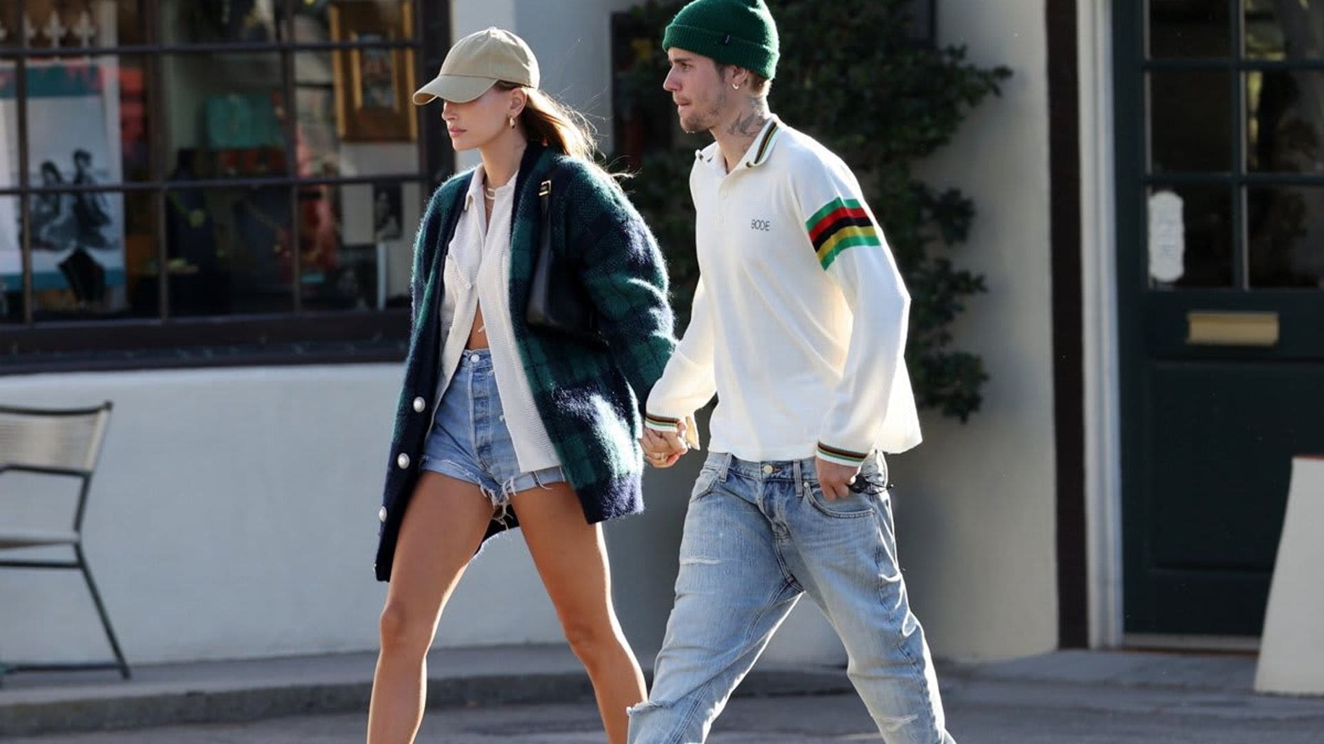 Justin and Hailey Bieber wear matching sneakers for romantic Santa Barbara stroll