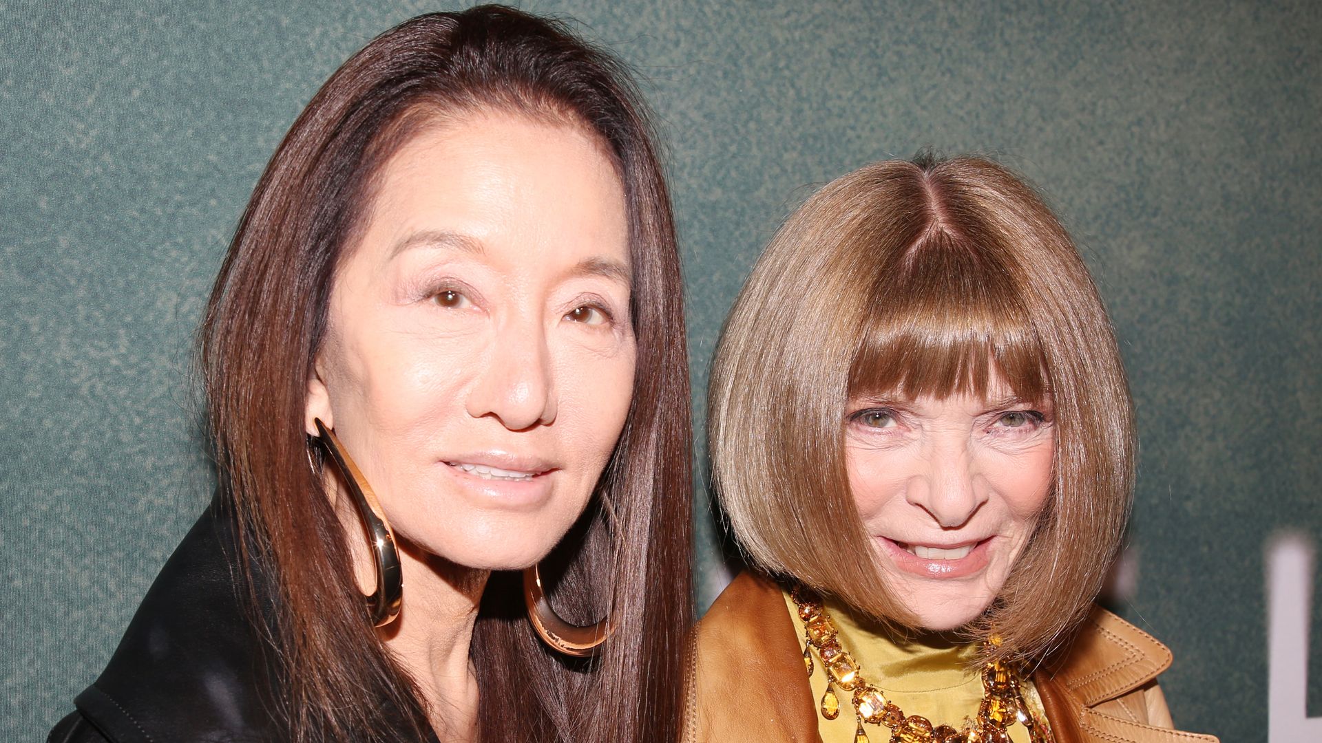 NEW YORK, NEW YORK - APRIL 6: Vera Wang and Anna Wintour pose at the opening night of "The Last 5 Years" on Broadway at The Hudson Theatre on April 6, 2025 in New York City. (Photo by Bruce Glikas/WireImage)