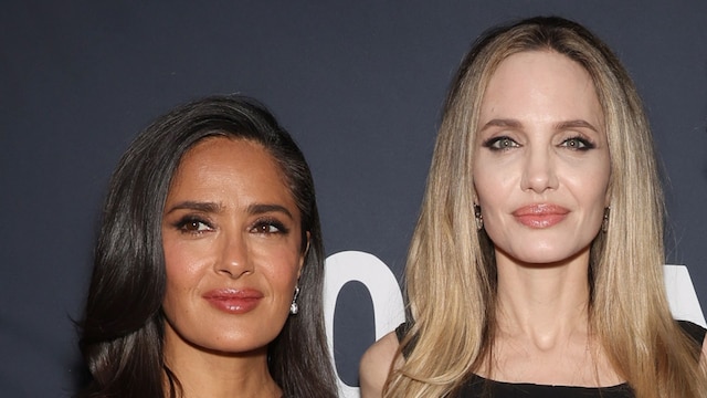 TORONTO, ONTARIO - SEPTEMBER 08: (l-R) Salma Hayek Pinault, Angelina Jolie, and DemiÃ¡n Bichir attend the premiere of "Without Blood" during the 2024 Toronto International Film Festival at TIFF Lightbox on September 08, 2024 in Toronto, Ontario.  (Photo by Monica Schipper/EveryStory2024/Getty Images) 