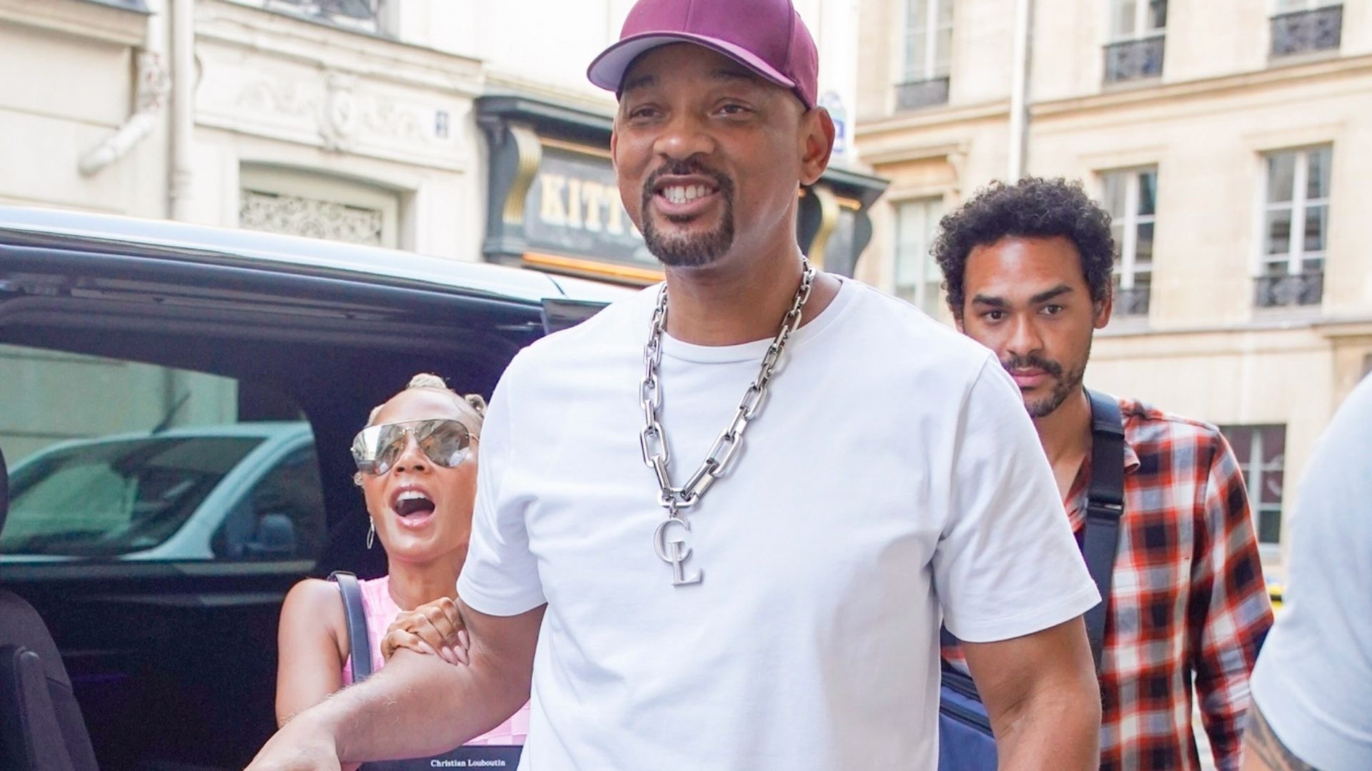 Will Smith and Jada Pinkett Smith step out in coordinated pink and burgundy looks during Paris outing