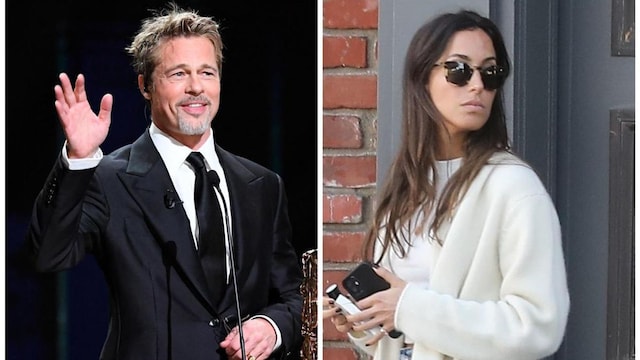Brad Pitt and Ines de Ramon avoid the red carpet while attending the Art+Film Gala