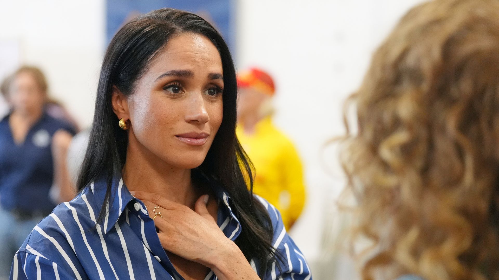 Meghan, Duchess of Sussex meets volunteer first responders from Bondi Surf Bathers' Life Saving Club, during a visit to Bondi Beach, on day four of the royal trip to Australia on April 17, 2026 in Sydney, Australia. Volunteers from the organisation, founded in 1907, played an integral role in protecting beachgoers and saving lives during the terrorist attack at Bondi Beach on December 14. (Photo by Jonathan Brady-Pool/Getty Images)