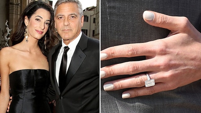 Amal Clooney
Bachelor no more! George presented his barrister bride with an exquisite seven-carat diamond, reportedly worth $750,000, in April. Four months later, the pair were officially wed in a star-studded ceremony in Venice.