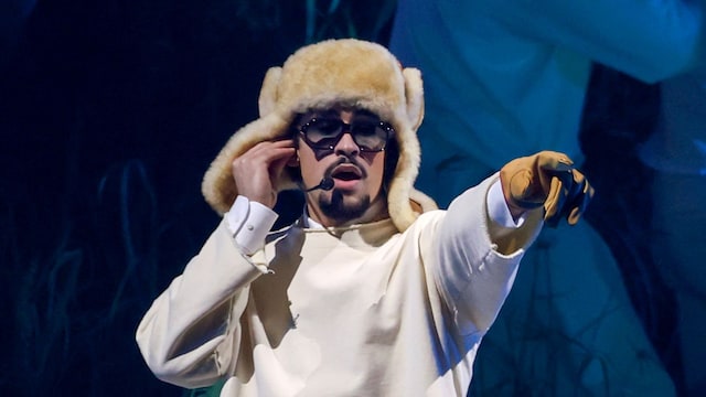 SAN JUAN, PUERTO RICO - JULY 11: Bad Bunny performs onstage during Night One of Bad Bunny: "No Me Quiero Ir De Aqui" Residencia En El Choli at Coliseo de Puerto Rico JosÃ© Miguel Agrelot on July 11, 2025 in San Juan, Puerto Rico. (Photo by Kevin Mazur/Getty Images) 