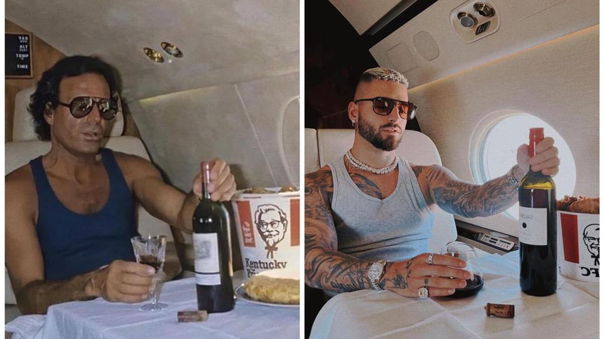 Maluma recreates Julio Iglesias’ iconic private jet photo