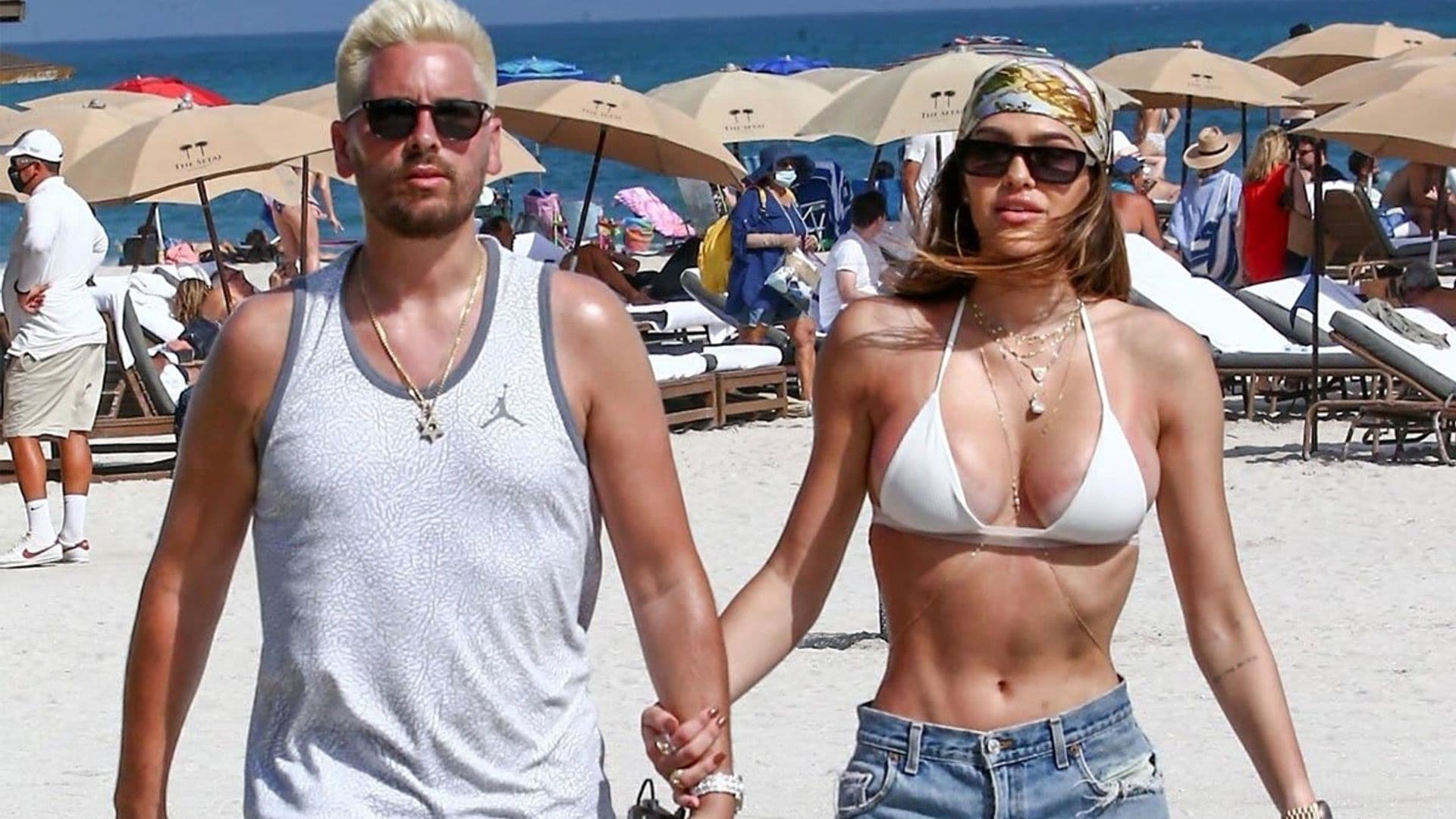 Scott Disick went blonde and showed Valentines PDA at the beach with Amelia Hamlin
